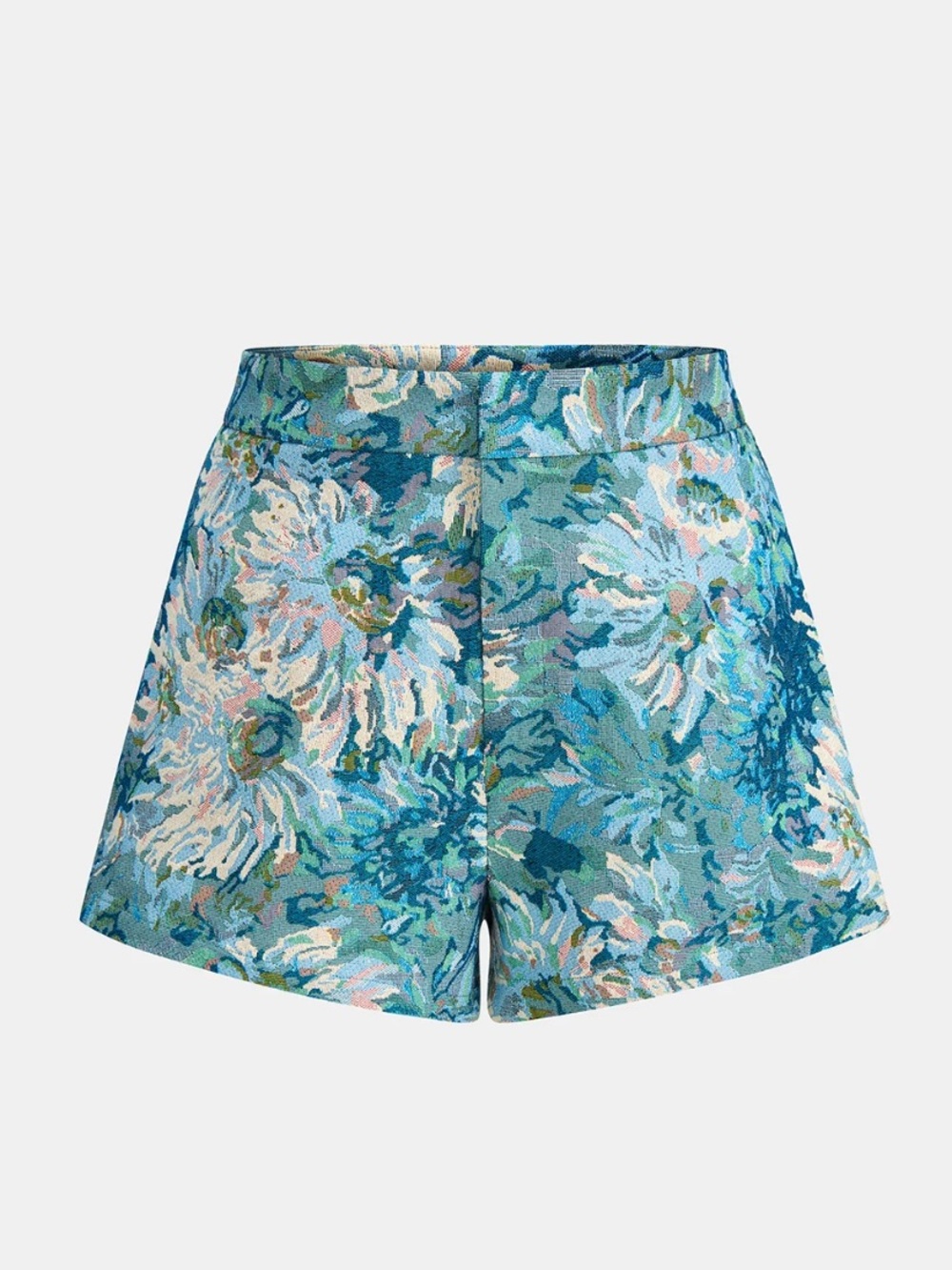 Commense Blue Floral Jacquard Shorts